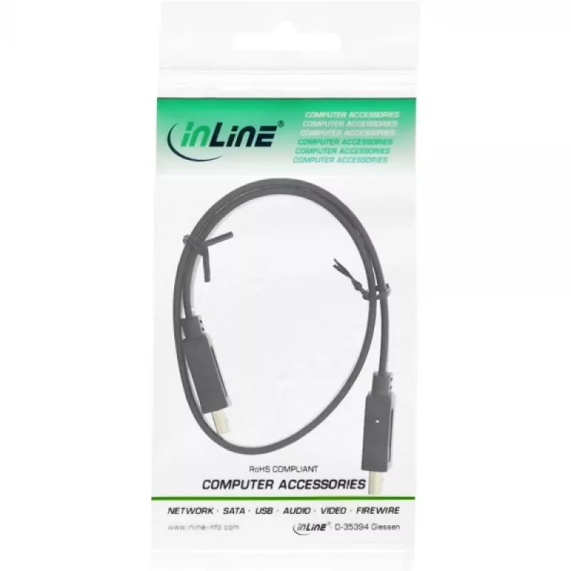 InLine HDMI plokščias kabelis High Speed su Ethernet auksuoti kontaktu juodas 0,5 m