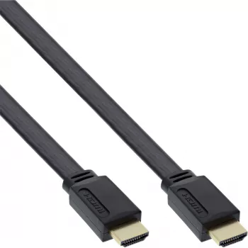 InLine HDMI Flat Cable High Speed su Ethernet auksuotas juodas 1m