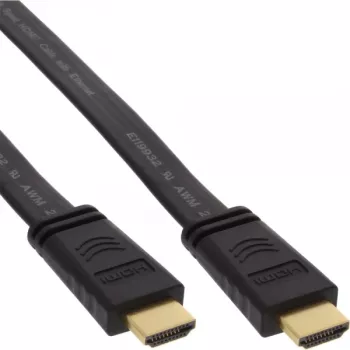 InLine HDMI plokščiasis laidas, High Speed su Ethernet, auksuoti kontaktai, juodas, 2 m