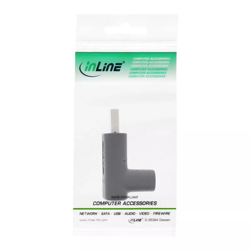USB 3.2 Gen.2 adapteris InLine 35807 USB-C vyriškas į moterišką, lenktas aukštyn/žemyn