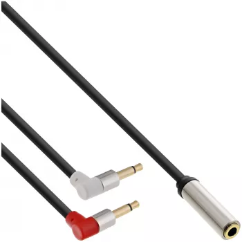 InLine Slim Audio lėktuvo sėdynės adapterio kabelis 2x 3,5 mm kištukas į 1x 3,5 mm lizdą, 0,15 m