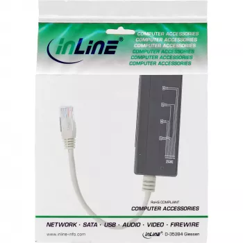 InLine 4 krypčių telefono linijos daliklis, RJ45 kištukas į 4x RJ45 lizdą, 0,15 m