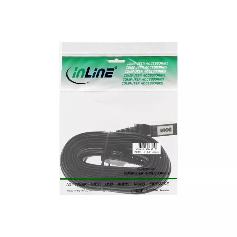 Telefono prailginimo kabelis InLine TAE-F 15m Juodas