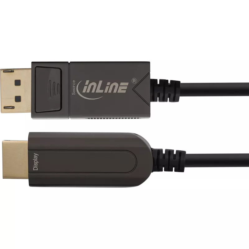 InLine DisplayPort į HDMI AOC keitiklio kabelis, 4K/60Hz, juodas, 50m