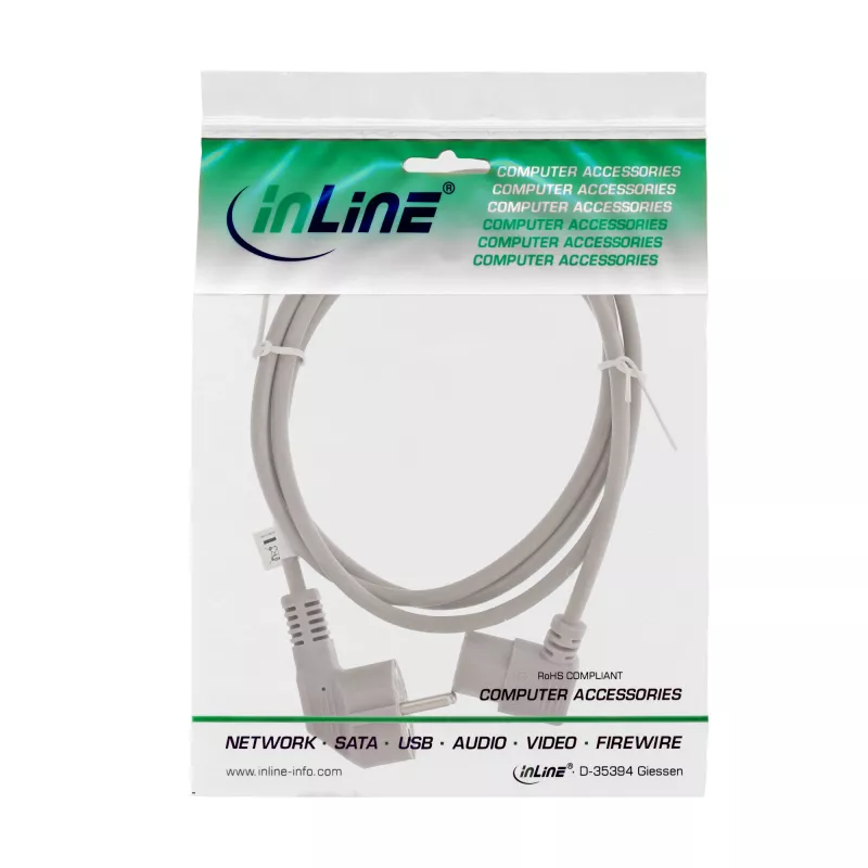 InLine maitinimo laidas, CEE 7/7 kampuotas / 3 kontaktų IEC C13 kampuotas, pilkas, 0,5 m