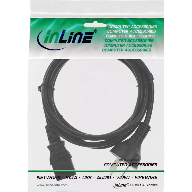 InLine maitinimo laidas, Kinijos kištukas / 3 kontaktų IEC C13, 5 m