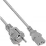 InLine maitinimo laidas, CEE 7/7 tiesus / 3 kontaktų IEC C13 kištukas, pilkas, 3 m