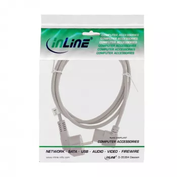 InLine maitinimo kabelis, CEE 7/7 kampinis / 3 kontaktų IEC C13 kampinis, pilkas, 1 m