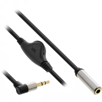 InLine Slim Audio kabelis 3,5 mm M kampu / F, su garsumo valdymu 0,25 m