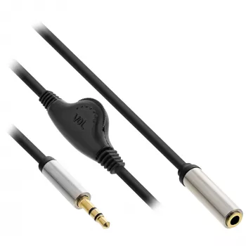 InLine Slim Audio laidas 3.5mm M / F, su garsumo reguliavimu 0,25m
