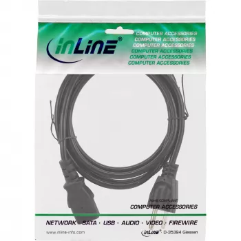 InLine maitinimo laidas USA kištukas / 3 kontaktų IEC C13, 18 AWG, 1 m