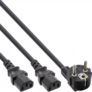 InLine Y-maitinimo laidas 1x CEE 7/7 kampuotas / 2x 3 kontaktų IEC C13 vyriškas, 5 m