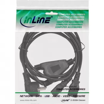 InLine Y-maitinimo laidas 1x CEE 7/7 kampuotas / 2x 3 kontaktų IEC C13 vyriški, 1 m