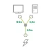 InLine Y-maitinimo laidas 1x CEE 7/7 kampuotas / 2x 3 kontaktų IEC C13 vyriški, 1 m