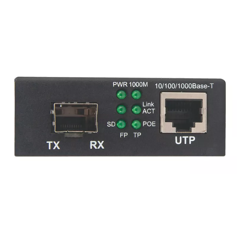 Intellinet Gigabit PoE+ medijos keitiklis, 1 x 1000Base-T RJ45 prievadas į 1 x SFP prievadą, PoE+ injektorius