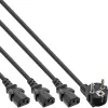 InLine Y maitinimo laidas 1x CEE 7/7 / 3x 3 kontaktų IEC C13 vyriškas 16657I juodas 5 m