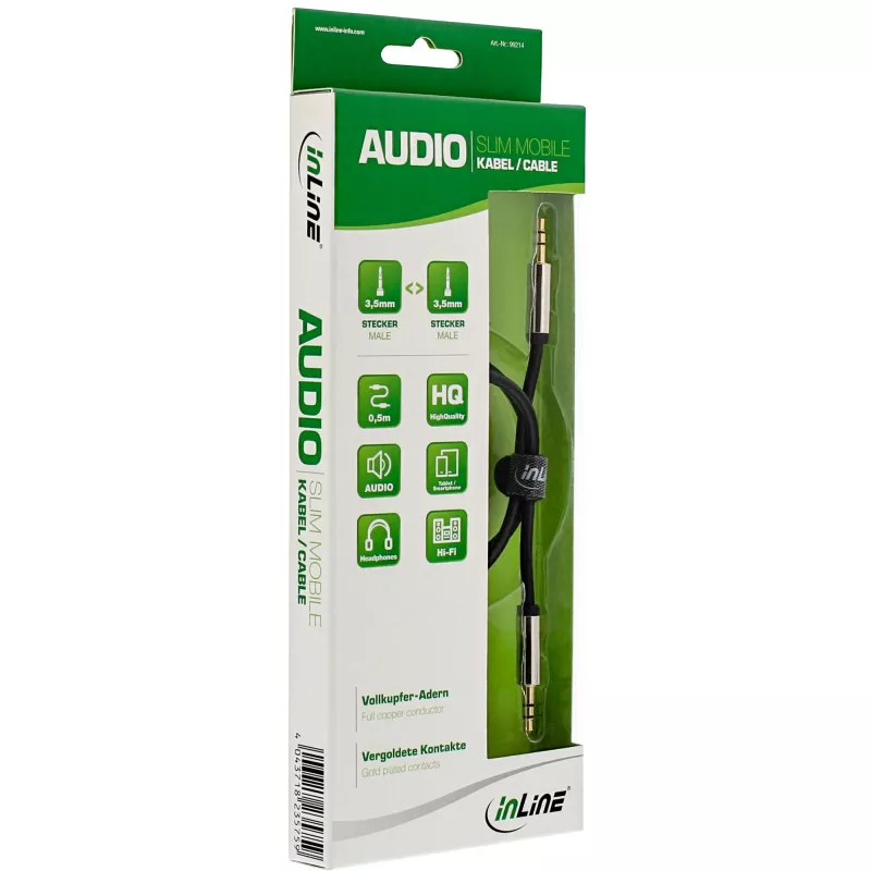 InLine Slim garso laidas 3,5 mm lizdas / lizdas stereo 0,5 m