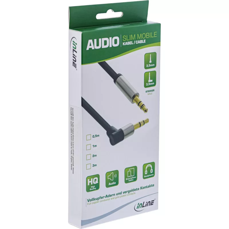 InLine Slim Audio kabelis 3,5 mm kištukas / kištukas kampuotas Stereo 2 m