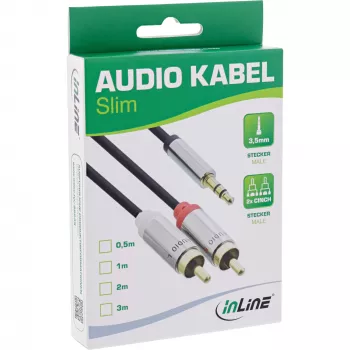 Garso kabelis 3,5 mm lizdas / 2x RCA kištukas 1 m InLine 99241