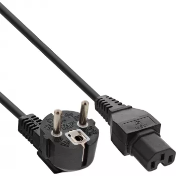 InLine maitinimo laidas, CEE7/7 kampuotas į C15 tiesus, 3 x 1 mm², juodas, 2 m