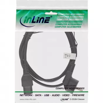 InLine maitinimo laidas, CEE7/7 kampuotas į C15 tiesus, 3 x 1 mm², juodas, 2 m