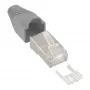 InLine RJ45 8P8C ekranuotas gofruotas lizdas su laidų kreiptuvu ir lenkimo apsauga, pilkas