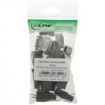 InLine RJ45 8P8C ekranuotas gofruotas lizdas su laidų kreiptuvu ir lenkimo apsauga, pilkas