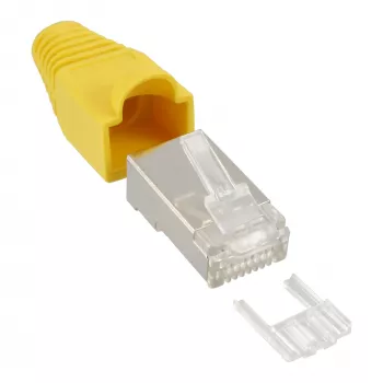 InLine RJ45 8P8C ekranuota jungtis su laidų vedliu ir apsauga nuo lenkimo, geltona