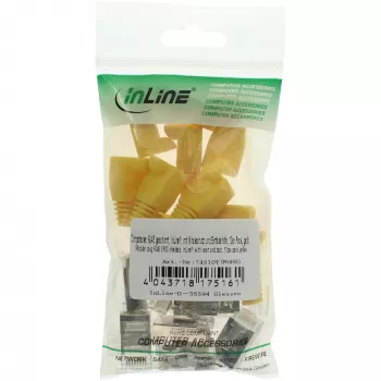InLine RJ45 8P8C ekranuota jungtis su laidų vedliu ir apsauga nuo lenkimo, geltona