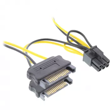 InLine maitinimo adapteris 2x SATA / 6 kontaktų PCIe vaizdo plokštei 26628B