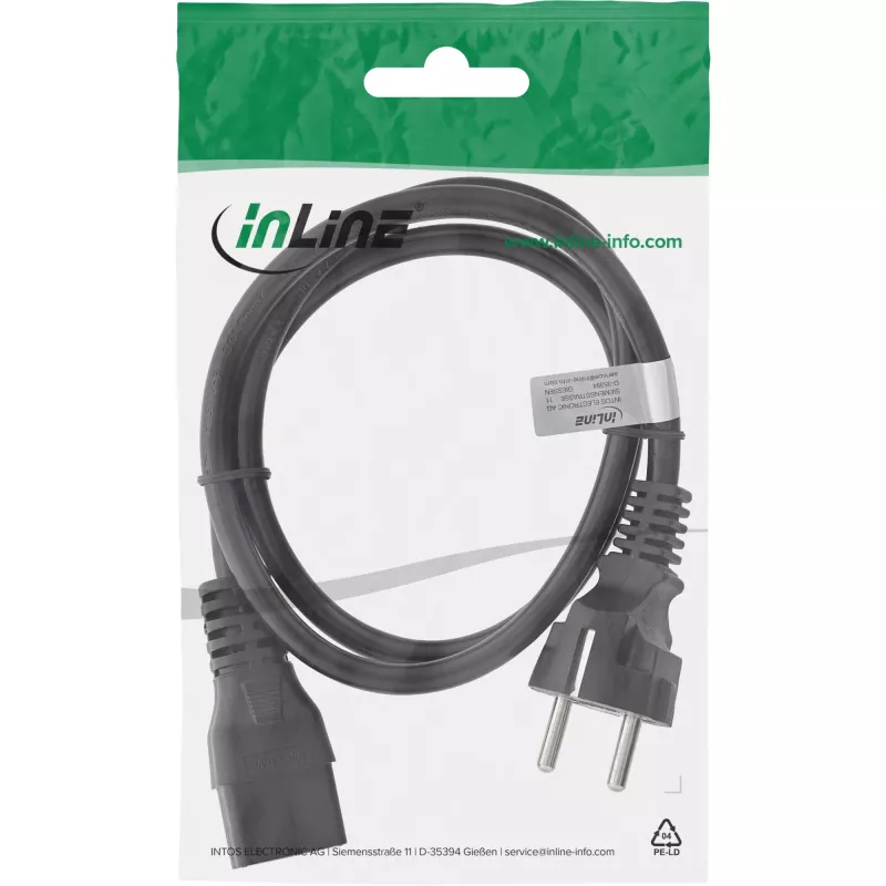 InLine maitinimo laidas 16A CEE 7/7 tiesus / IEC320/C19 3m