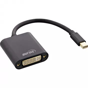 InLine Mini DisplayPort (vyriškas) / DVI-D 24+1 (moteriškas) adapteris, aliuminis, juodas, 0,15 m