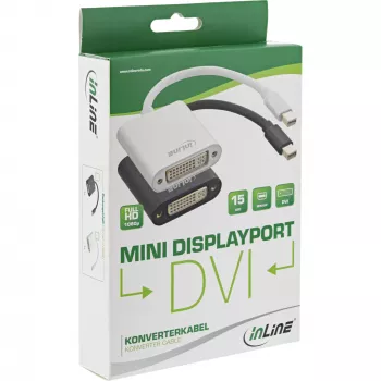 InLine Mini DisplayPort (vyriškas) / DVI-D 24+1 (moteriškas) adapteris, aliuminis, juodas, 0,15 m