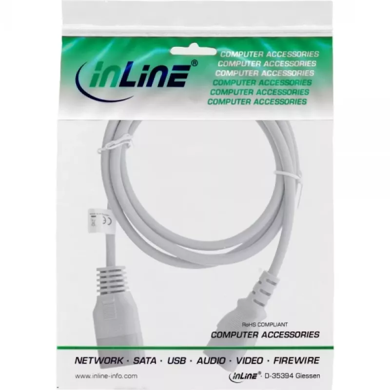 Prailginimo laidas C13/C14 InLine 16632G pilkas 1,8 m