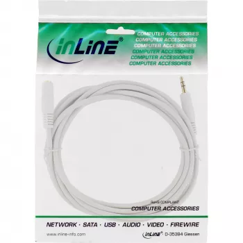 InLine Audio kabelis, 3.5 mm M/Mot, Stereo, baltas/auksinis 10 m