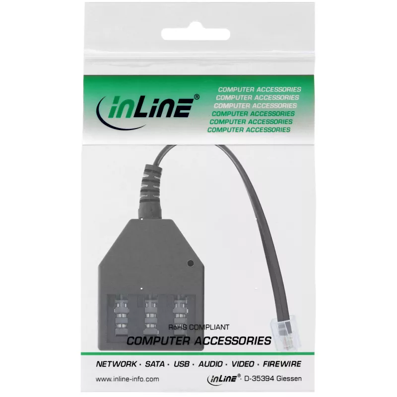 InLine TAE Vokietijos adapterio laidas RJ11 6P4C kištukas į TAE NFN lizdą 69942A