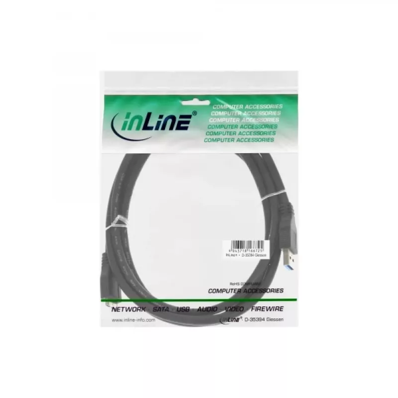 InLine USB 3.2 Gen.1 laidas Type A kištukas / Micro B kištukas, juodas, 2 m