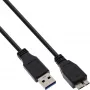 USB 3.2 Gen.1 laidas, A tipo kištukas / Micro B kištukas, InLine 35410, 1 m, juodas