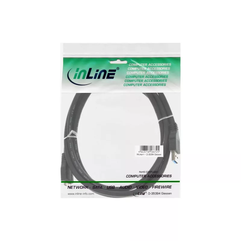 USB 3.2 Gen.1 laidas, A tipo kištukas / Micro B kištukas, InLine 35410, 1 m, juodas