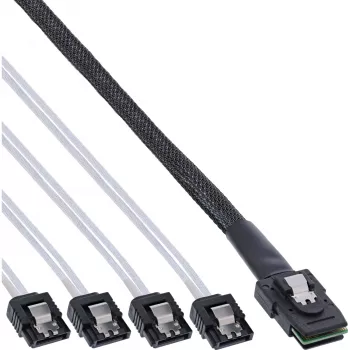 InLine SAS kabelis Mini SAS SFF8087 į 4x SATA tiesioginis OCR 0,75 m