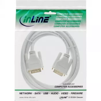 InLine DVI-D kabelis 24+1 kištukas / kištukas DVI Dual Link baltas/auksuotas 3 m