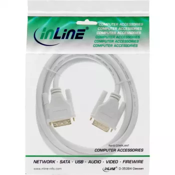 InLine DVI-D laidas 24+1 kištukas / kištukas DVI Dual Link baltas/auksuotas 2m