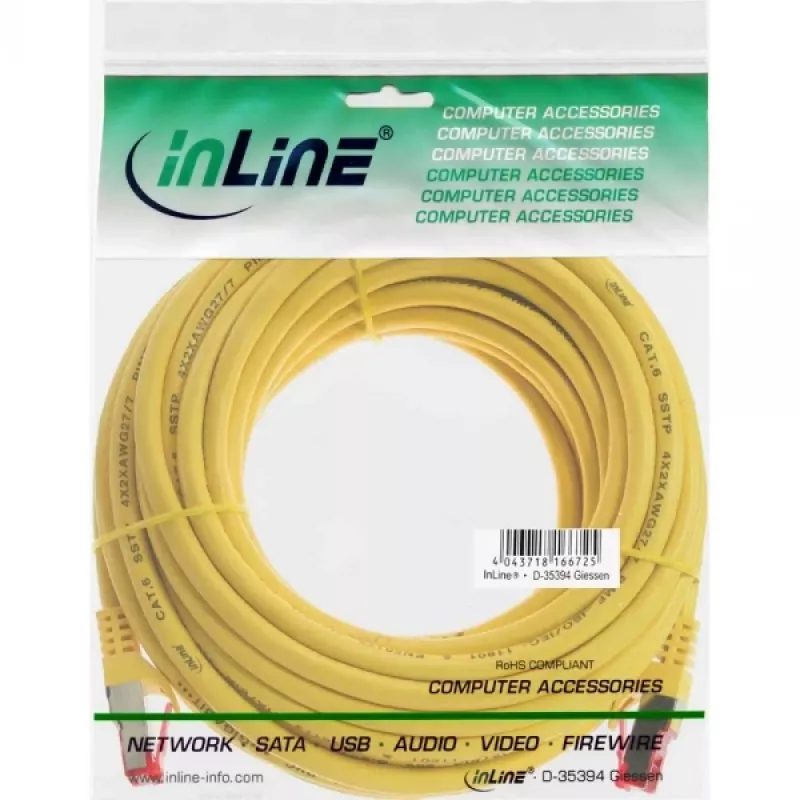 InLine Patch laidininkas S/FTP PiMF Cat.6 250MHz PVC varinis geltonas 40m