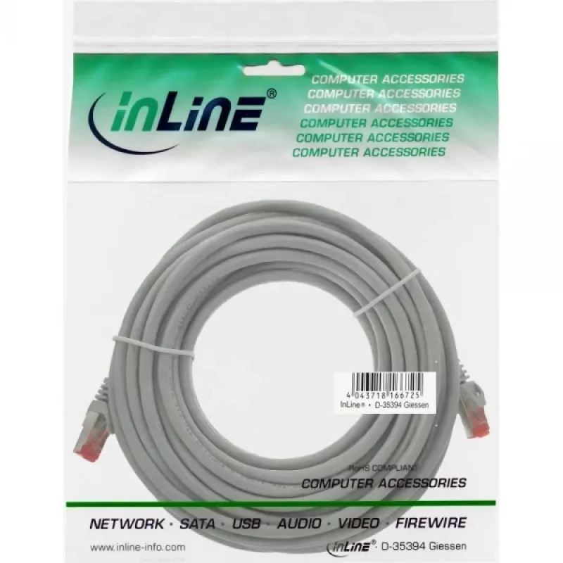 InLine Patch Laidas S/FTP PiMF Cat.6 250MHz PVC varis pilkas 40m