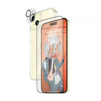 PanzerGlass 3-in-1 Pack iPhone 15 Plus Smūgiams Atsparus Grūdintas Stiklas