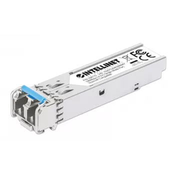 Intellinet 508735 Gigabit SFP šviesolaidinis siųstuvo-imtuvo modulis 1000Base-LX, LC Duplex Single-Mode, 10 km, 1310 nm, suderinamas su HPE J4859A