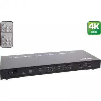 InLine HDMI matricos jungiklis, 4K2K, 4 įėjimai į 2 išėjimus