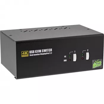 InLine Desktop KVM Switch, 2 prievadų, Dual Monitor DisplayPort 1.2, 4K, USB 2.0