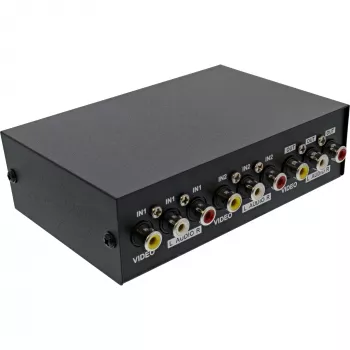 InLine AV jungiklis mechaninis 2 prievadų 3x RCA IN/OUT Composite juodas