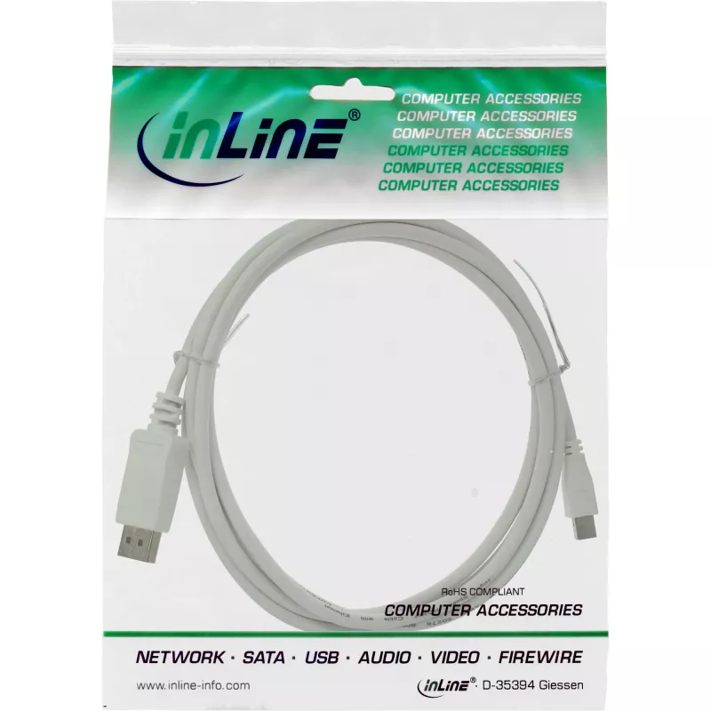 InLine Mini DisplayPort į DisplayPort laidas baltas 1m